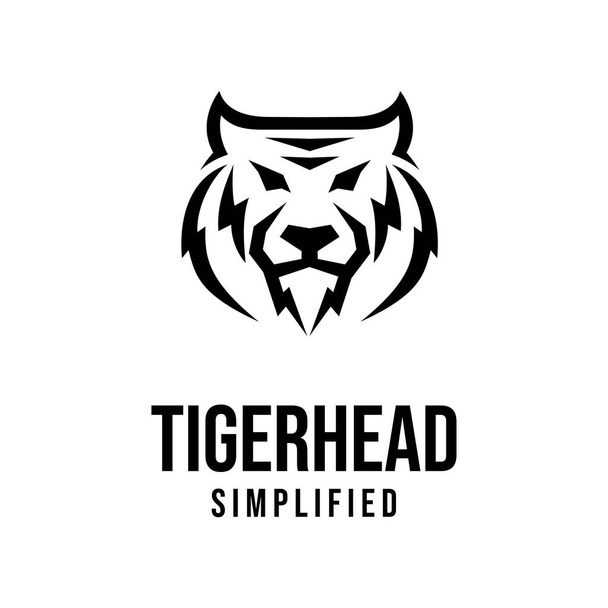 premium tijger hoofd vector zwart logo pictogram illustratie ontwerp geïsoleerde witte achtergrond - Vector, afbeelding