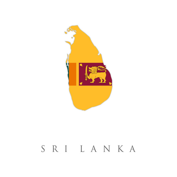 Прапор країни Шрі-Ланки всередині мапи Контур дизайнерський логотип. Карта Шрі-Ланки з зображенням національного прапора. Концепція подорожей прапора і туризму - Вектор, зображення