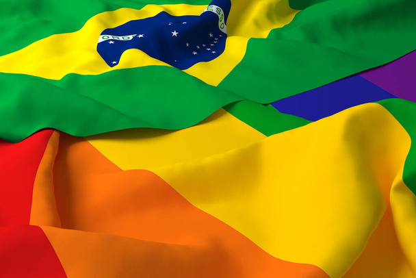 Brazilië Land Vlaggensteun Respecteer LGBT LGBTQ Transgender 3d Rendering - Foto, afbeelding