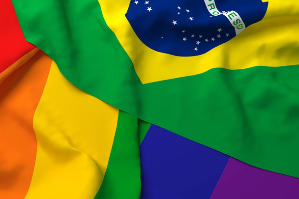 Βραζιλία Χώρα Σημαία Υποστήριξη Σεβασμός ΛΟΑΤ ΛΟΑΤ Τρανσέξουαλ 3d Αποτύπωση - Φωτογραφία, εικόνα