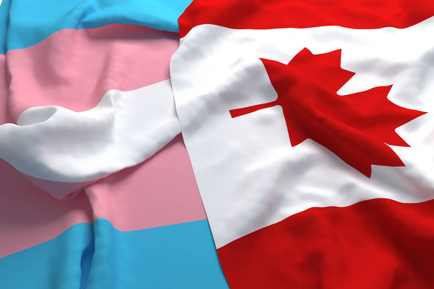 Kanada Ülke Bayrak Desteğine Saygı LGBT LGBTQ Transseksüel 3d Hazırlama - Fotoğraf, Görsel