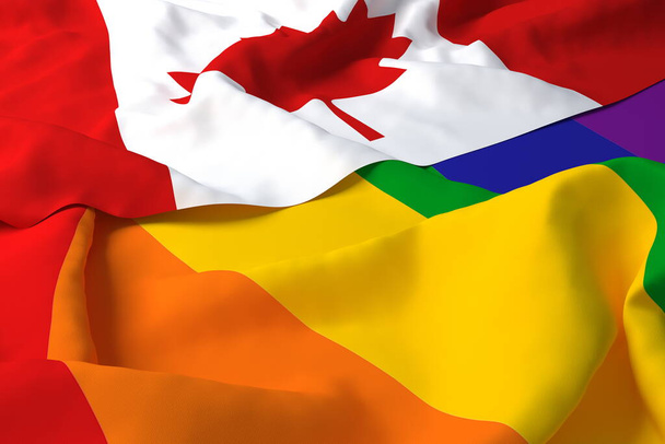 Canadá País Bandeira Apoio Respeito LGBT LGBTQ Transgender 3D Rendering - Foto, Imagem