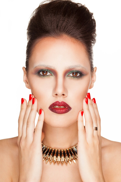 Fashion beauty portrait of sexy woman with creative make-up - 写真・画像