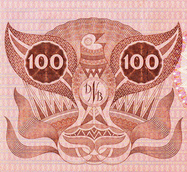Gestileerde vogel., Portret uit Nederland100 Gulden1953 Bankbiljetten. - Foto, afbeelding