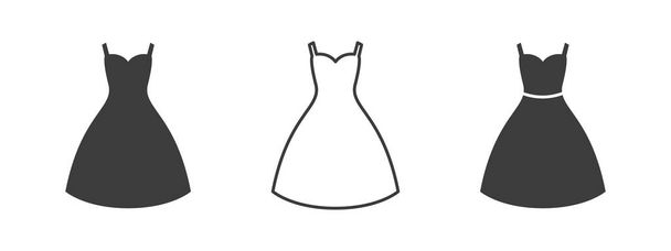 Kleid-Symbol. Kleiderdesign für Frauen. Kleidung symbolisiert modernen Stil. Vektorillustration - Vektor, Bild