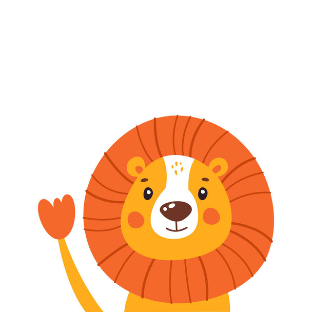 Cartoon happy lion isolated on white background. Vector illustration. - Vettoriali, immagini