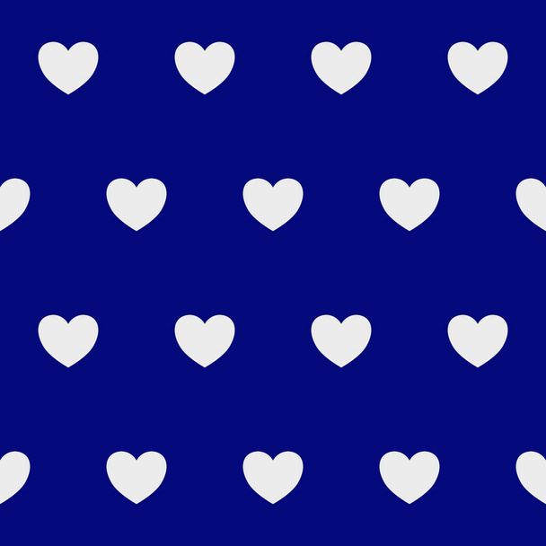 Abstract background seamless pattern tile vector. White valentines hearts on deep blue background. Geometric romantic ornament. Repeating texture. Backdrop.Wallpaper.Gift wrapping paper.Fabric print - Vector, Image