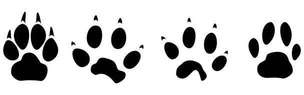 Fußabdrücke nahtloses Muster. Haustierprints. Pfote niedlich Hintergrund für Haustiere Hund, Katze. Fußwelpen. Fußabdrücke in schwarzer Form. Fußabdruck. Anime - Vektor, Bild