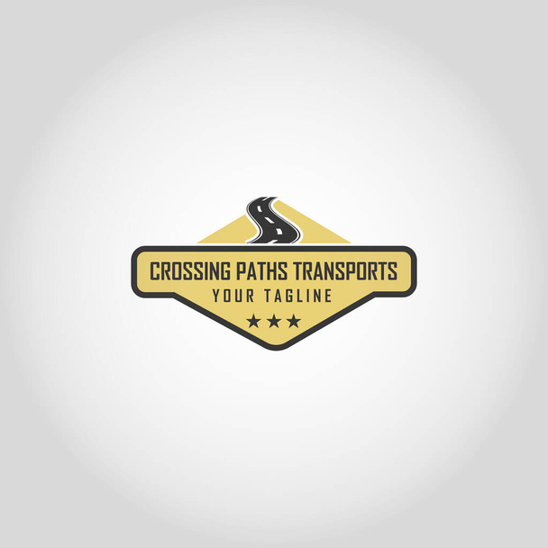 Crossing Paths Transports vektorové logo design template.Cyklistická stezka a jízdní pruh na kole v ulici města, vektorové izometrické ilustrace. Silniční jízdní pruh městské dopravy s cyklistikou, pěší a dopravní stezkou, značení křižovatky a dětské hřiště - Vektor, obrázek