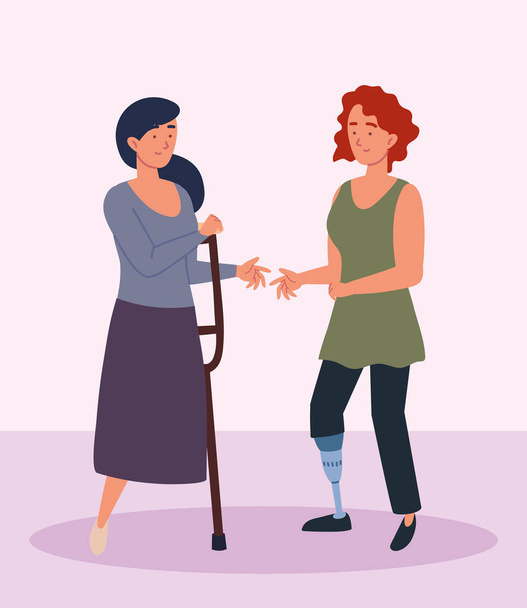 disabled amputee women - Vector, Image