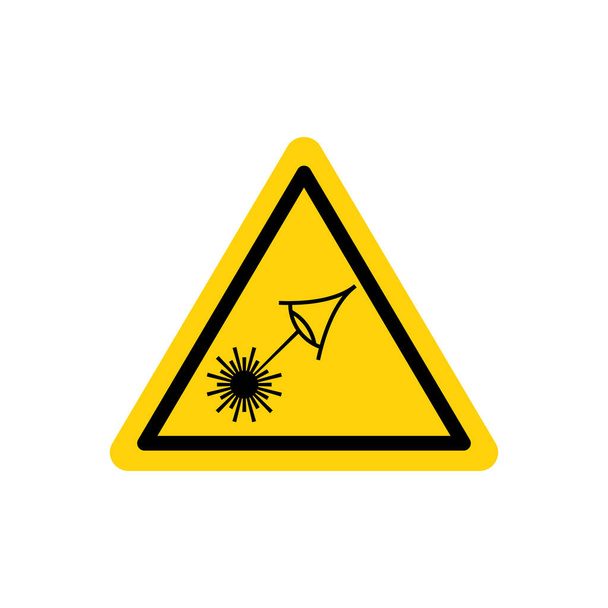 Señal de símbolo de peligro de ojo de disparo láser de advertencia sobre fondo blanco - Vector, imagen