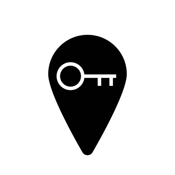 Navigation marker and key icon on white. Vector symbol - Vector, Image