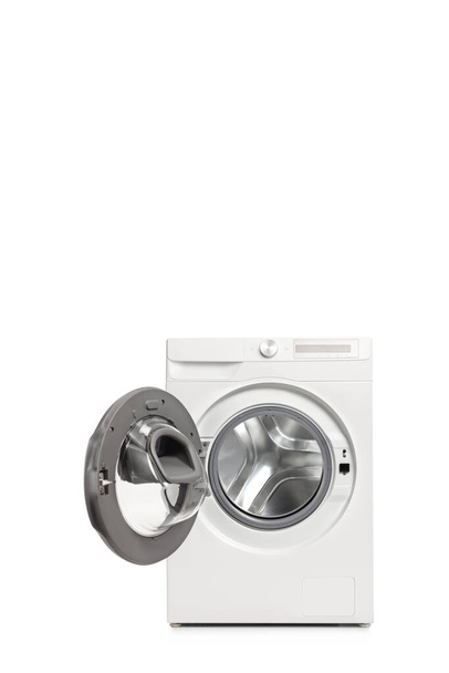 Studio shot of a new washing machine with an open door isolated on white background - Zdjęcie, obraz