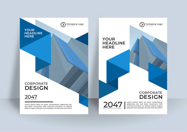 Дизайн корпоративної обкладинки або фону шаблону брошури для бізнес-дизайну. сучасний бізнес-шаблон розкладки у розмірі a4. сучасний дизайн обкладинки щорічний звіт з синім геометричним елементом
 - Вектор, зображення