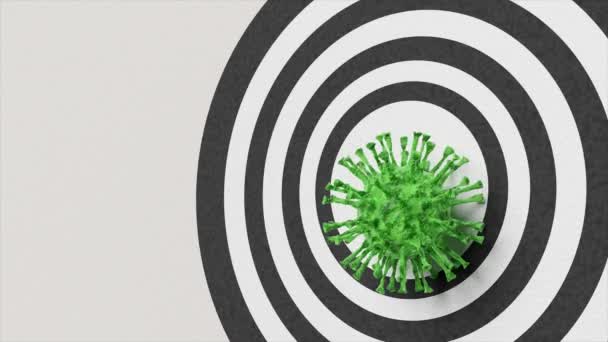 Spritze mit Impfstoff trifft das Ziel und zerstört Coronavirus. 3D-Video. - Filmmaterial, Video