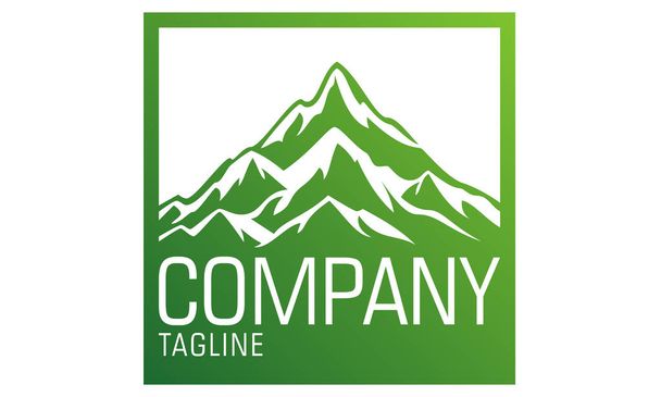 Πράσινο χρώμα πλατεία σήμα Mountain Nature Logo Σχεδιασμός - Διάνυσμα, εικόνα
