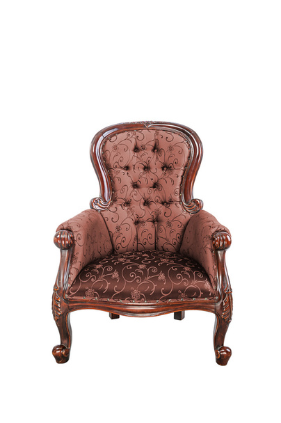 Vintage brown silk cloth chair isolated - Photo, Image