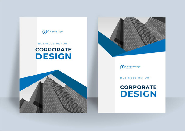 Corporate Book Cover Design-Vorlage. Modernes Jahresberichts-Design mit dunkelblauem Farbkonzept - Vektor, Bild
