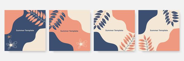Sammlung abstrakter Hintergrunddesigns, Banner für den Sommerschlussverkauf, Werbeinhalte für soziale Medien. Vektorillustration - Vektor, Bild