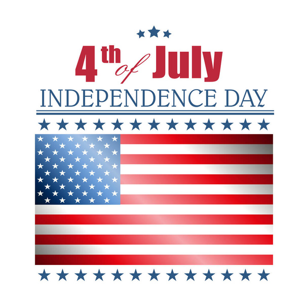 アメリカの国旗のシルエット、独立記念日、デザイン要素付きホワイトイラスト. - ベクター画像