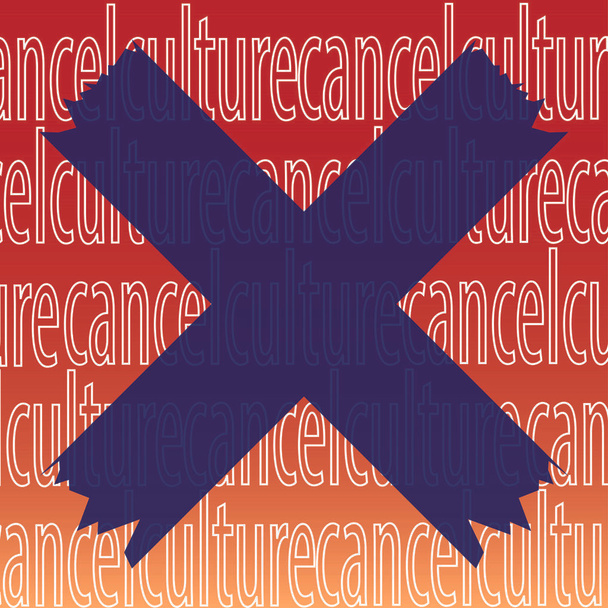 Иллюстрация креста с текстом CANCEL CULTURE в фоновом режиме - Вектор,изображение