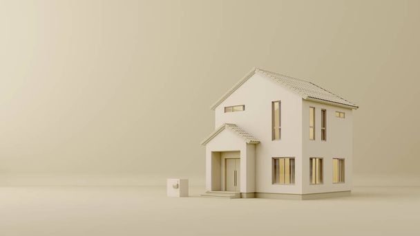 Gable house.Minimal concepto con copia space.3d rendering - Foto, imagen