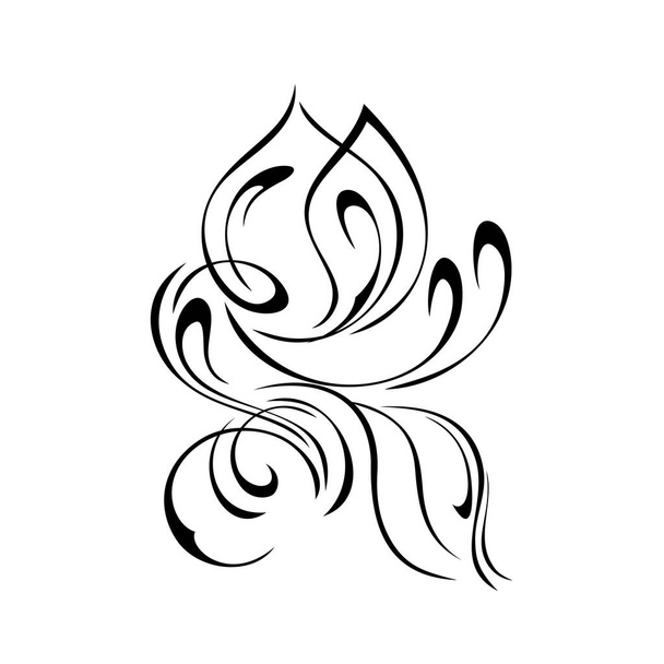 unique decorative element with stylized leaves and curls black lines on a white background - Vektor, kép
