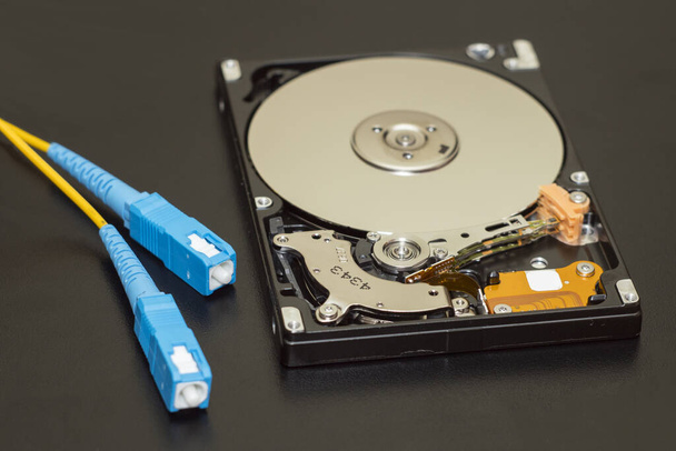 hard disk drive and optical cabeles - Photo, Image