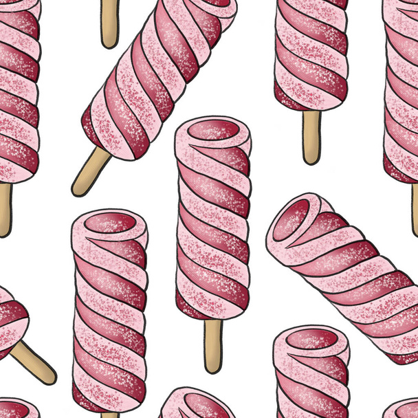 seamless pattern with hand drawn ice cream. vector illustration - Fotoğraf, Görsel