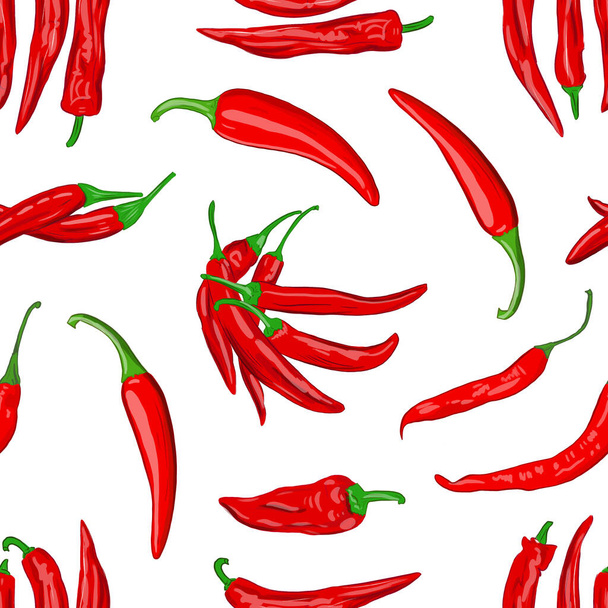 naadloos patroon met rode en groene chilipepers - Foto, afbeelding