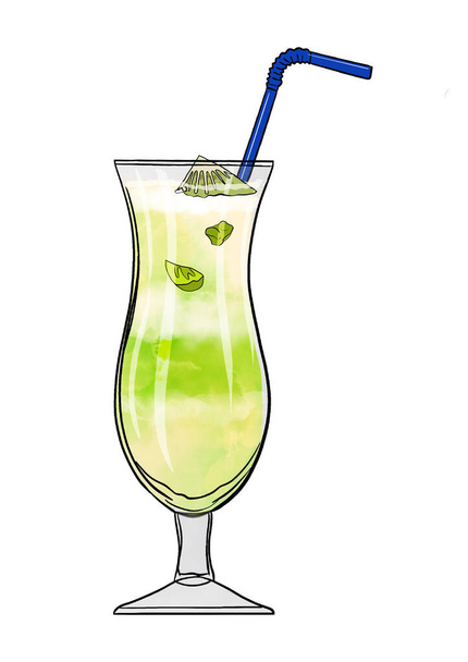 verre à cocktail avec illustration vectorielle citron et crème glacée - Photo, image