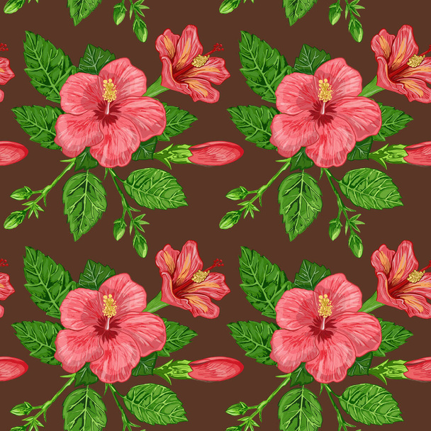 seamless pattern with hibiscus flowers. vector illustration - Foto, Bild