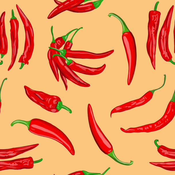 бесшовный узор с красным острым перцем чили - Фото, изображение