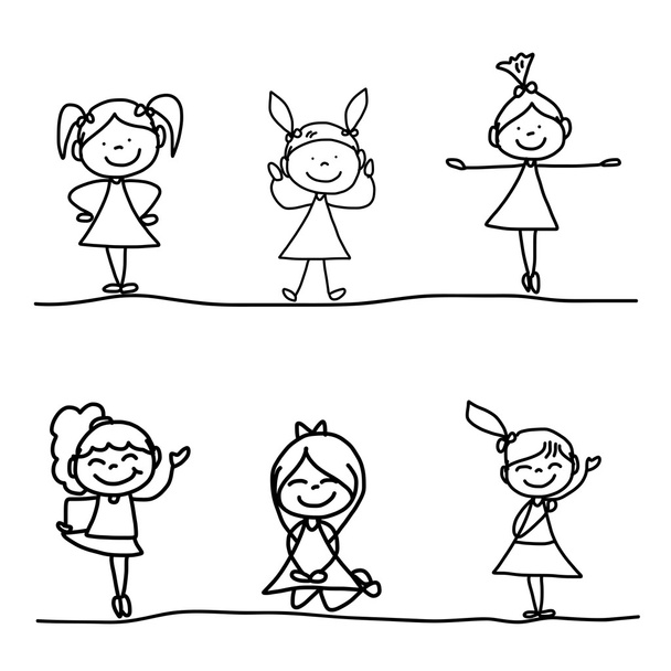 Dibujos animados niños felices
 - Vector, Imagen