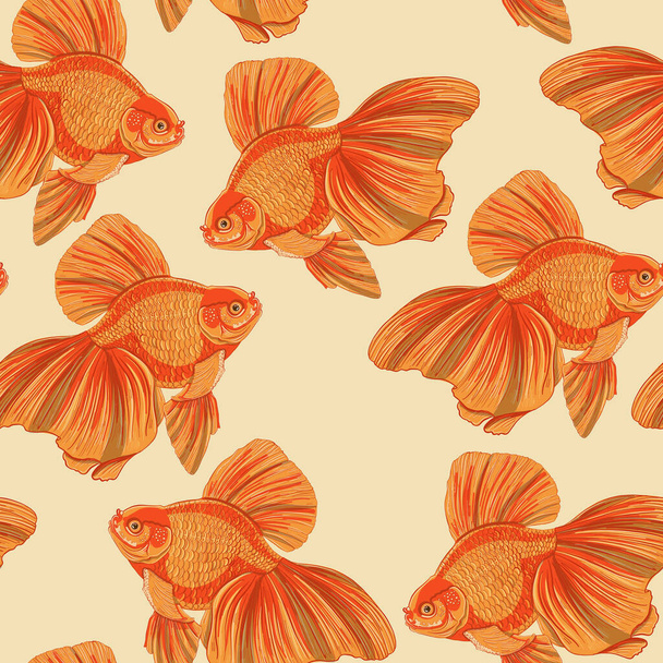 Elle çizilmiş balıkla kusursuz bir desen. vektör illüstrasyonu - Fotoğraf, Görsel