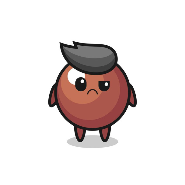 the mascot of the chocolate ball with sceptical face , cute style design for t shirt, sticker, logo element - Vektor, kép