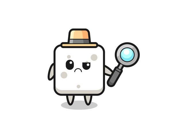 the mascot of cute sugar cube as a detective , cute style design for t shirt, sticker, logo element - Vektor, obrázek