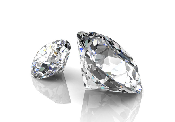 diamante sobre fondo blanco (imagen 3D de alta resolución
)   - Foto, Imagen