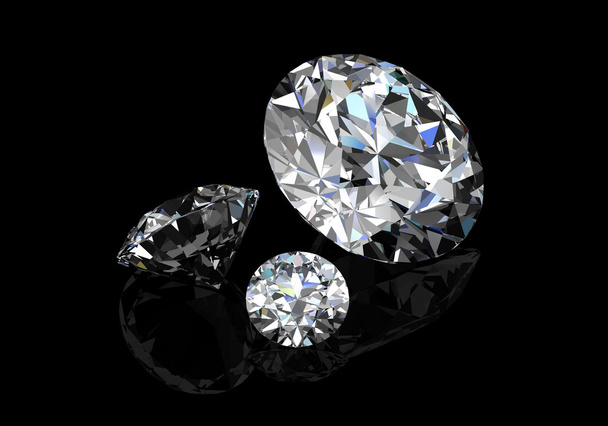 diamante sobre fundo preto (imagem 3D de alta resolução
)   - Foto, Imagem