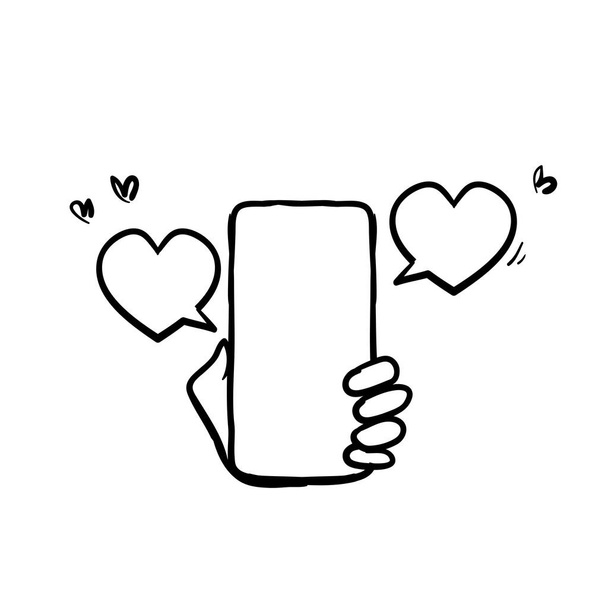 handgetekende doodle liefde chat pictogram illustratie vector geïsoleerd - Foto, afbeelding