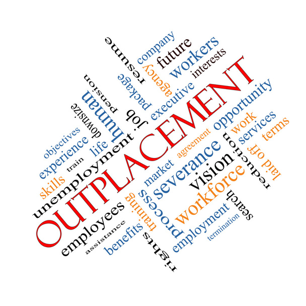 Outplacement Word Cloud Concept Angled - Photo, Image