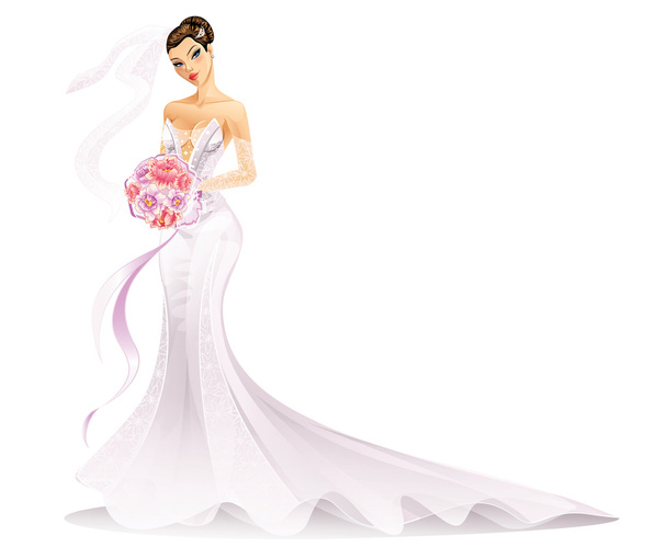 elegante bruid - Vector, afbeelding
