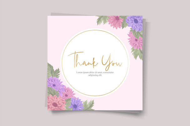 色とりどりの菊の花飾りと結婚招待状のデザイン - ベクター画像
