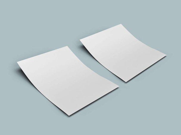 Flyer Paper Sheet 3D Illustration Mockup Scene on Isolated Background - Photo, Image