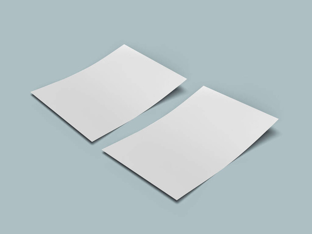 Folha de papel de folheto Cena de Mockup de ilustração 3D em fundo isolado - Foto, Imagem