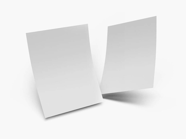 Сцена макета листовки бумаги 3D иллюстрации на изолированном фоне - Фото, изображение