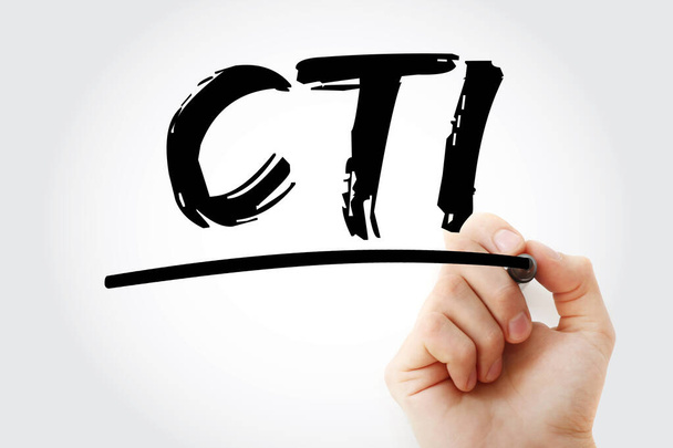 CTI - Computer Telephony Integration acronym with marker, technology concept background - Fotó, kép
