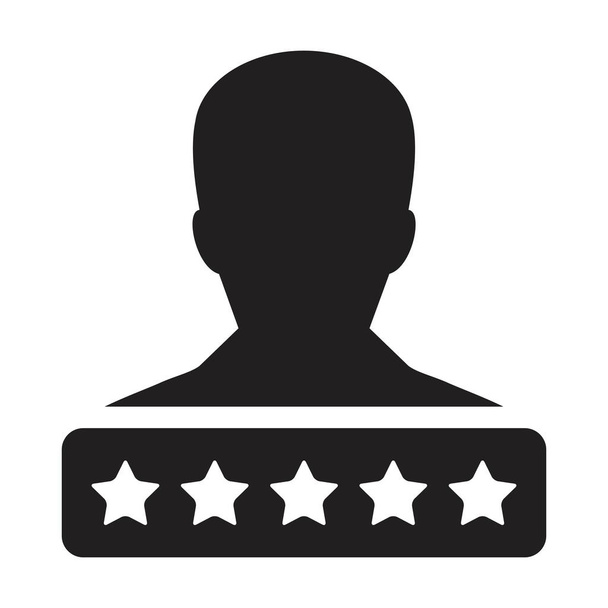 5 icône de notation d'étoile pour le système de pointage de crédit social vecteur utilisateur masculin profil personne avatar symbole pour dans une illustration de pictogramme de glyphe - Vecteur, image