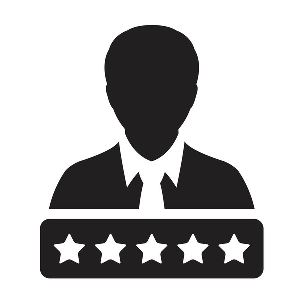 Icono de calificación de estrellas para el sistema de crédito social vector hombre usuario perfil avatar símbolo para en un pictograma de glifo ilustración - Vector, imagen