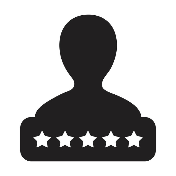Ícone de classificação de 5 estrelas para sistema de crédito social vetor de perfil de usuário masculino símbolo de avatar para uma ilustração de pictograma de glifo - Vetor, Imagem